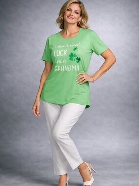 Celebrate It Light Green Grandma Graphic Tee